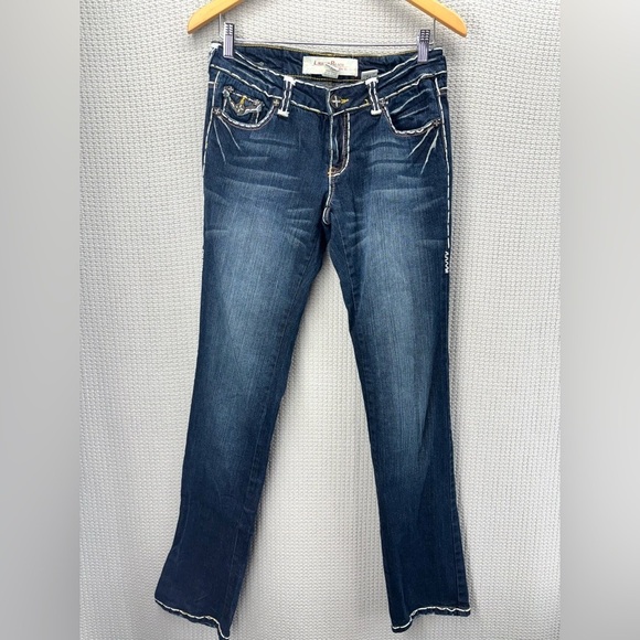 Vtg Laguna Beach Jeans Co Dark Women's Size 27- Y2K Embellished Crosses 2000’s - Picture 2 of 12